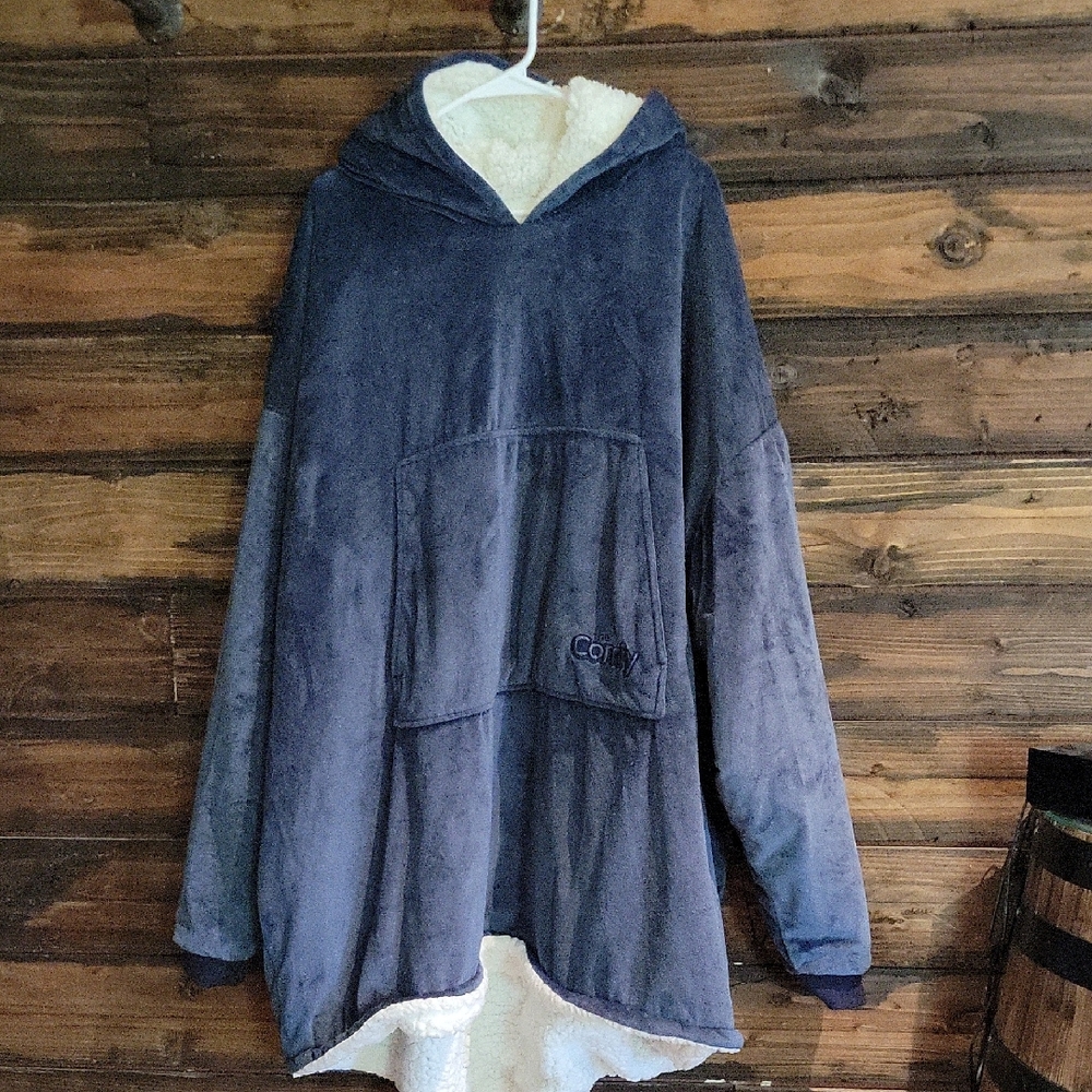 Cozy Blue Hooded Poncho